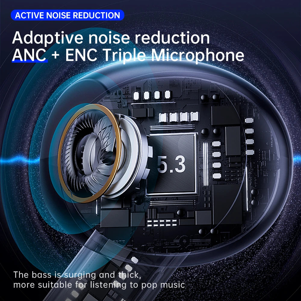 ANC Bluetooth 5 3 Earphones Hybrid Active Noise Cancelling Wireless