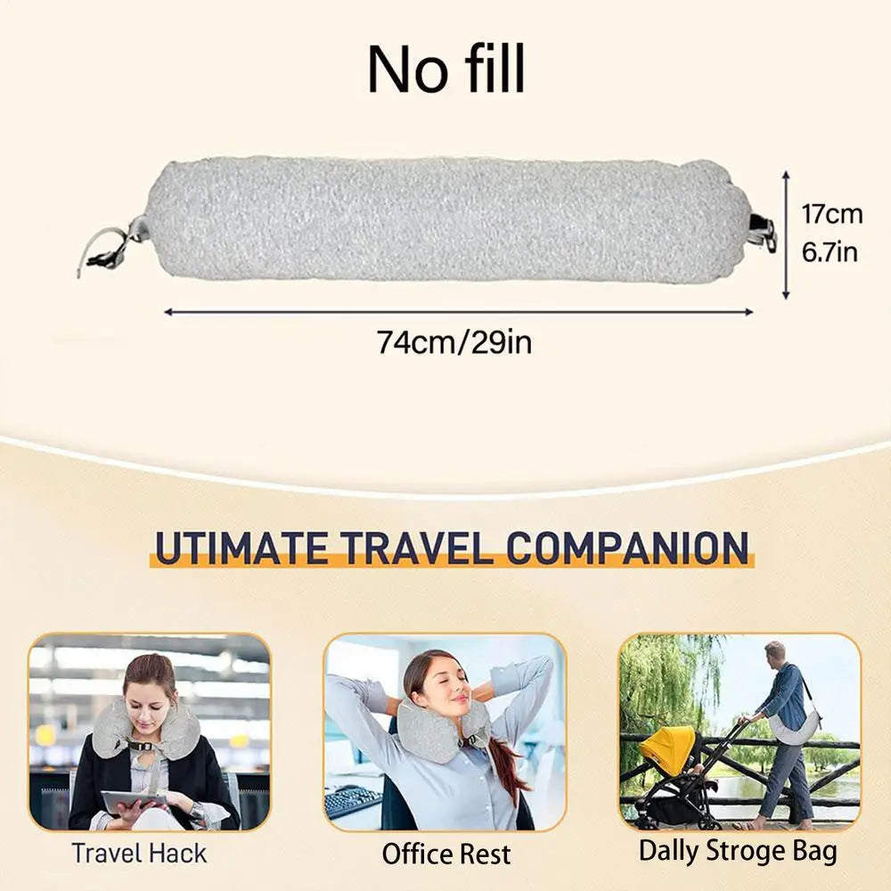 Neck Pillow Airplane Stuffable Travel Hood Fillable Storage Bag