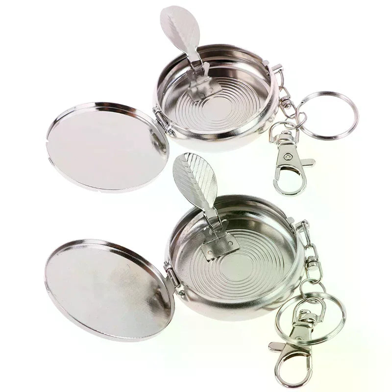 Stainless Steel Ashtray with Key Chain Portable Ashtray Car Cigarette Ashtray Zpaxo