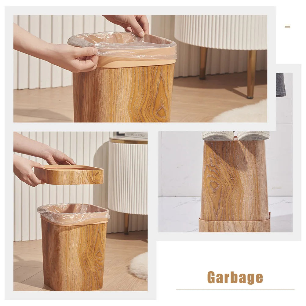 Wooden Garbage Container PP Material Multi-purpose Trash Can Home