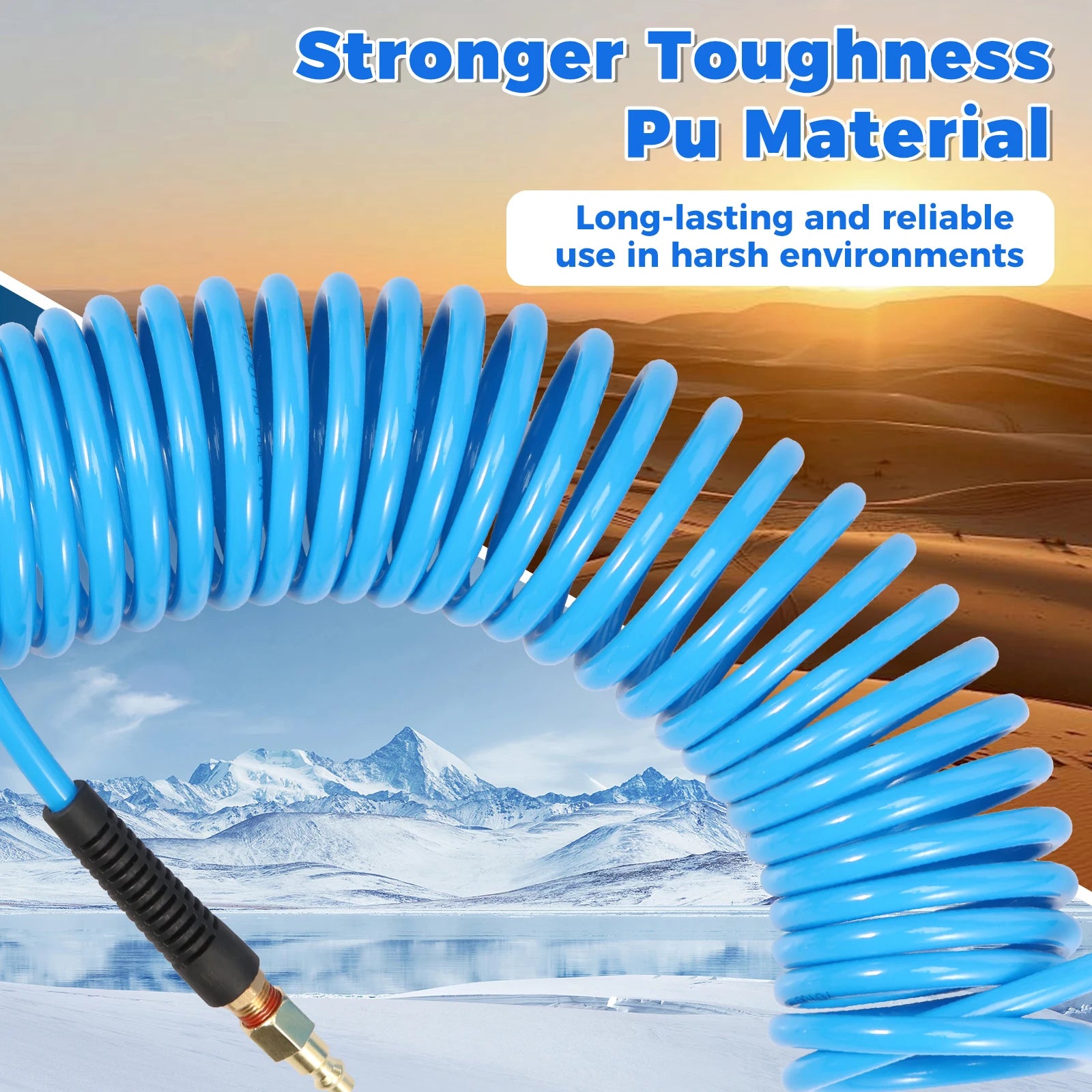 25FT Air Compressor Hoses with Coupler and I/M Plug Sturdy Flexible PU Recoil Air Hose Reliable Anti Kink Tool Accessory 300 PSI Zpaxo