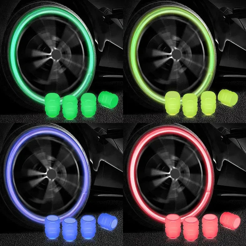 Luminous Glow Valve Caps – Car, Motorcycle & Bike (4–20 Pack)