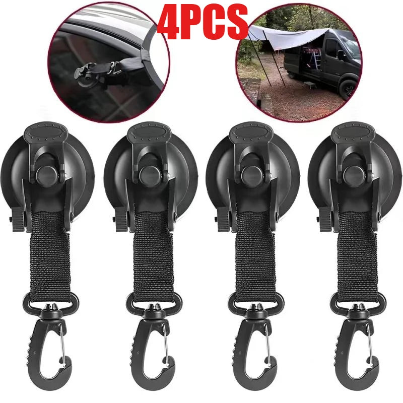 2/4Pcs RV Suction Hooks Bathroom Suction Cup Hook Car Tent Suction Cup Buckles Side Awning Anchor Hooks Durable Secure Fasteners Zpaxo 4PCS-black