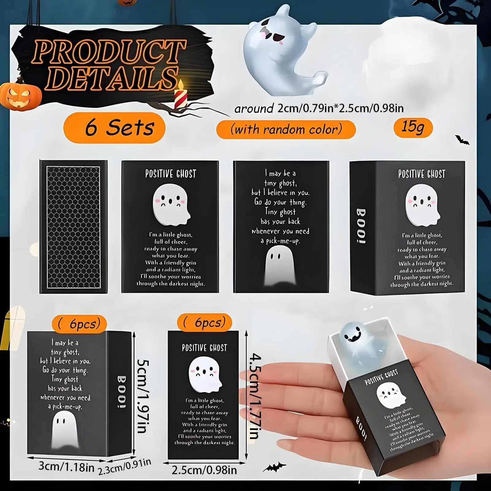 Mini Ghost Figurines Decorative Glow in the Dark Mini Ghost Figures with Box Cute Resin Glowing Spooky Decoration for Porch Zpaxo