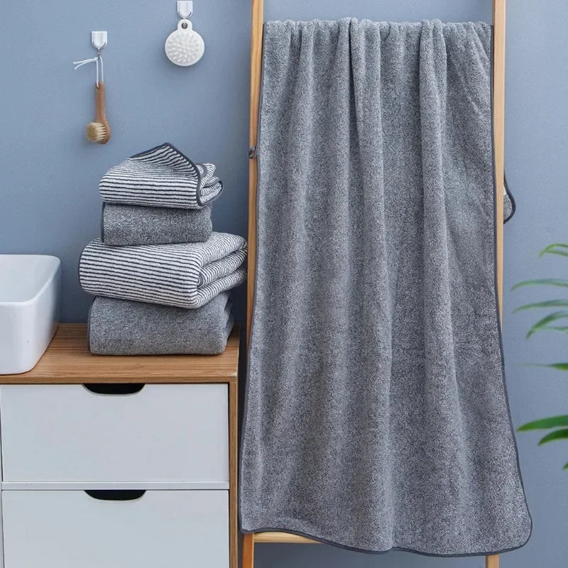 Thickened Bamboo Fiber Bath Towel – Soft & Absorbent Microfiber