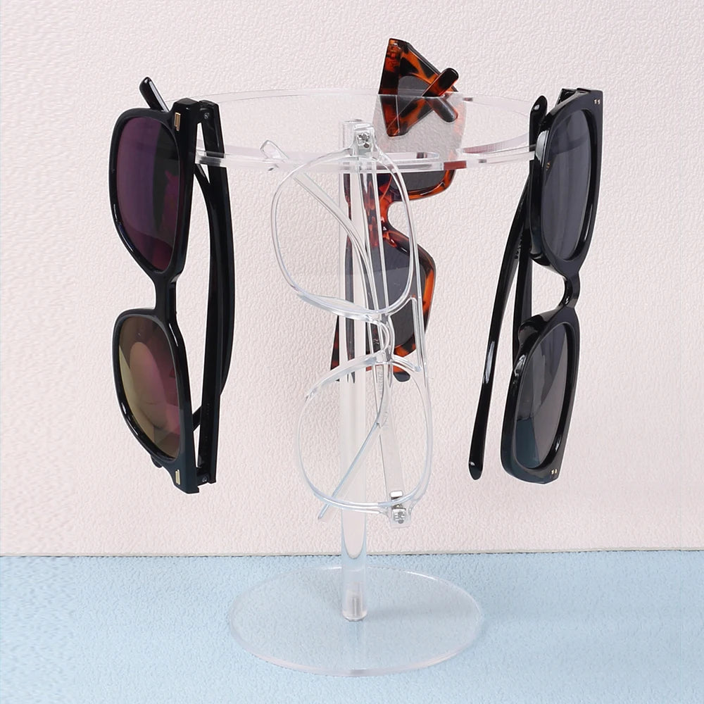 Acrylic Sunglasses Holder Stand 360 Rotating Eyeglasses Display Rack Tabletop Glasses Storage Organizer Zpaxo