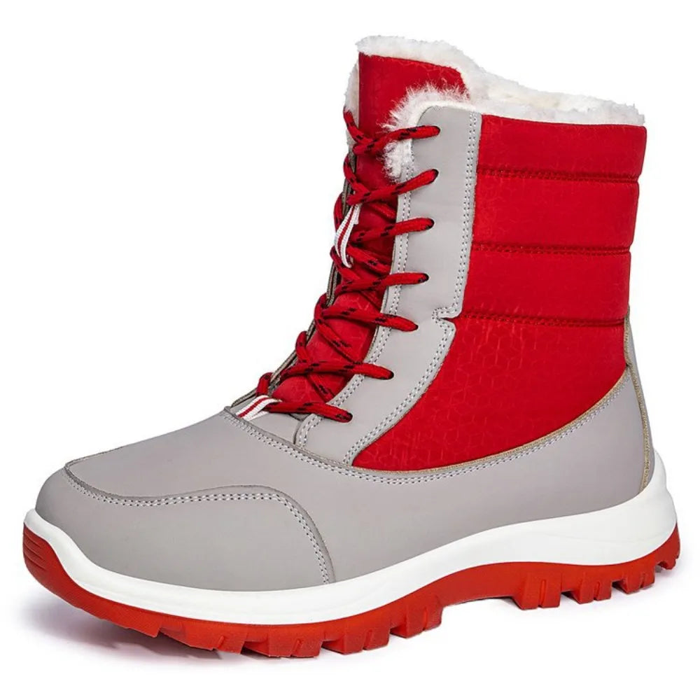 Snow Boots Woman Flat Shoes Lace Up Women Solid Ankle Warm
