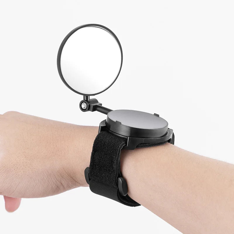 360-Degree Rotatable Bicycle Mirror Rearview Wristband Rear View Arm Back Wrist Strap Motorbike Rear Reflector Riding Equipment Zpaxo rearview mirror 02