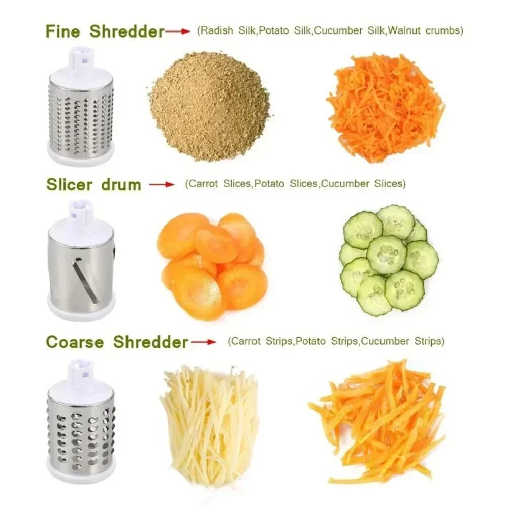 Vegetable Cutter Slicer Manual 3 Sharp Drums Kitchen Cheese Chopper