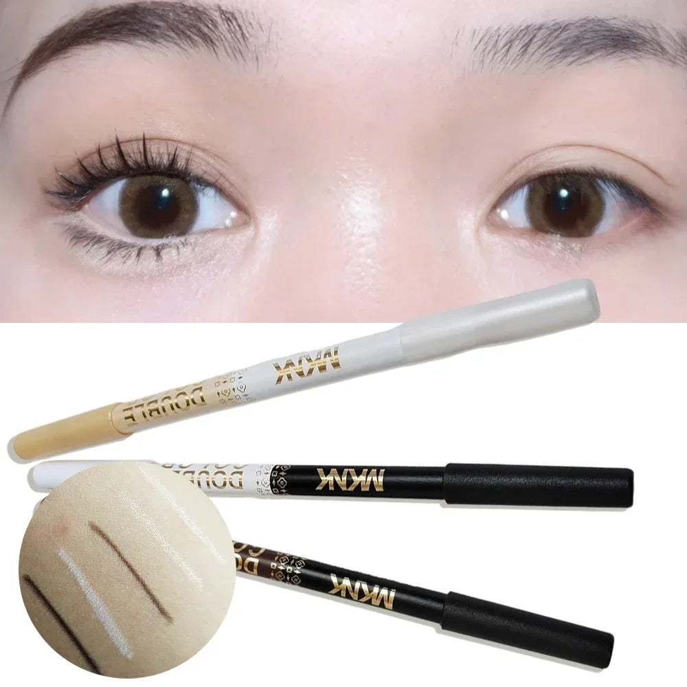 Mulitfuntional Two-Tone Black White Wood Eyeliner Pencil Pearl Highlighter Makeup Pen Brown Eyebrow Draw Lower Eyelash Cosmetics Zpaxo