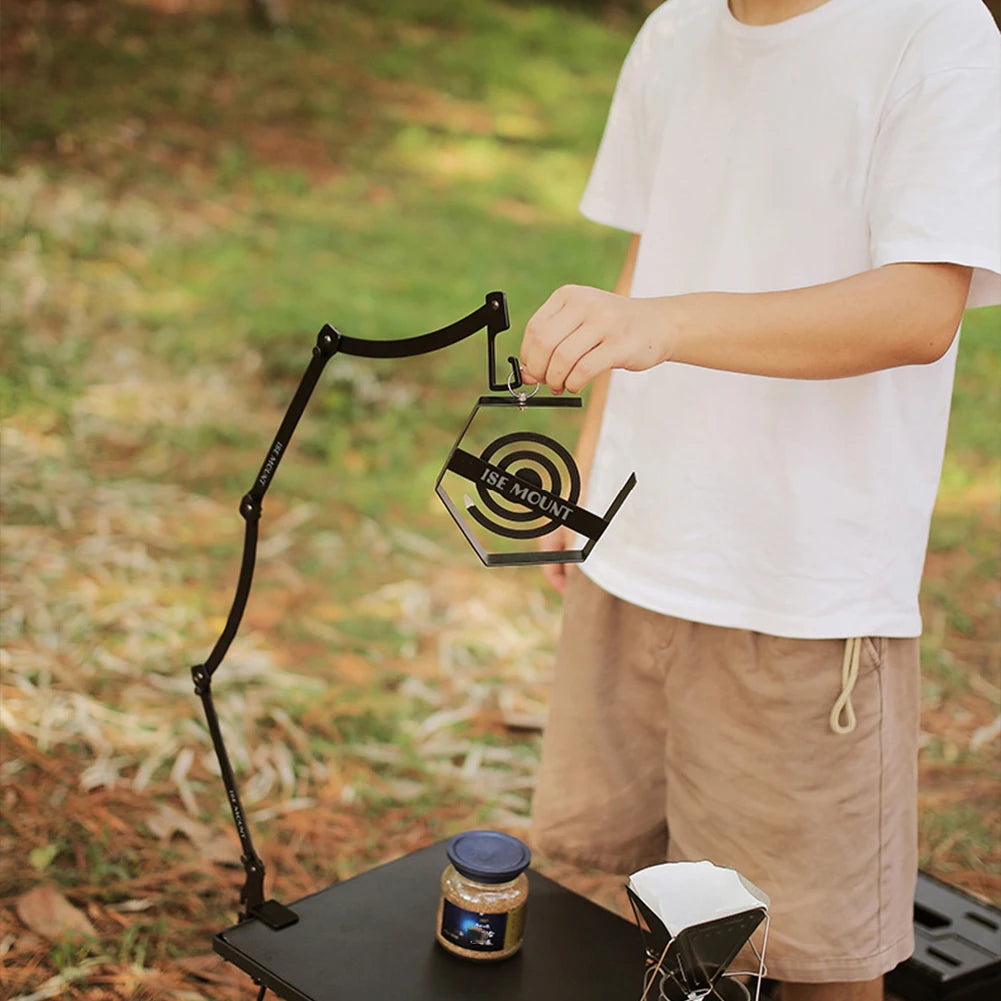 Folding Lamp Stand Collapsible Iron Lantern Pole Picnic Hiking