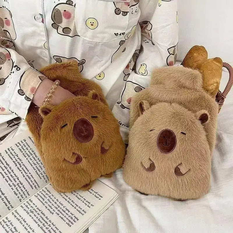 Capybara Hot Water Bottle 1000ml – Plush Hand Warmer Winter Gift Hot Water Bottle Zpaxo