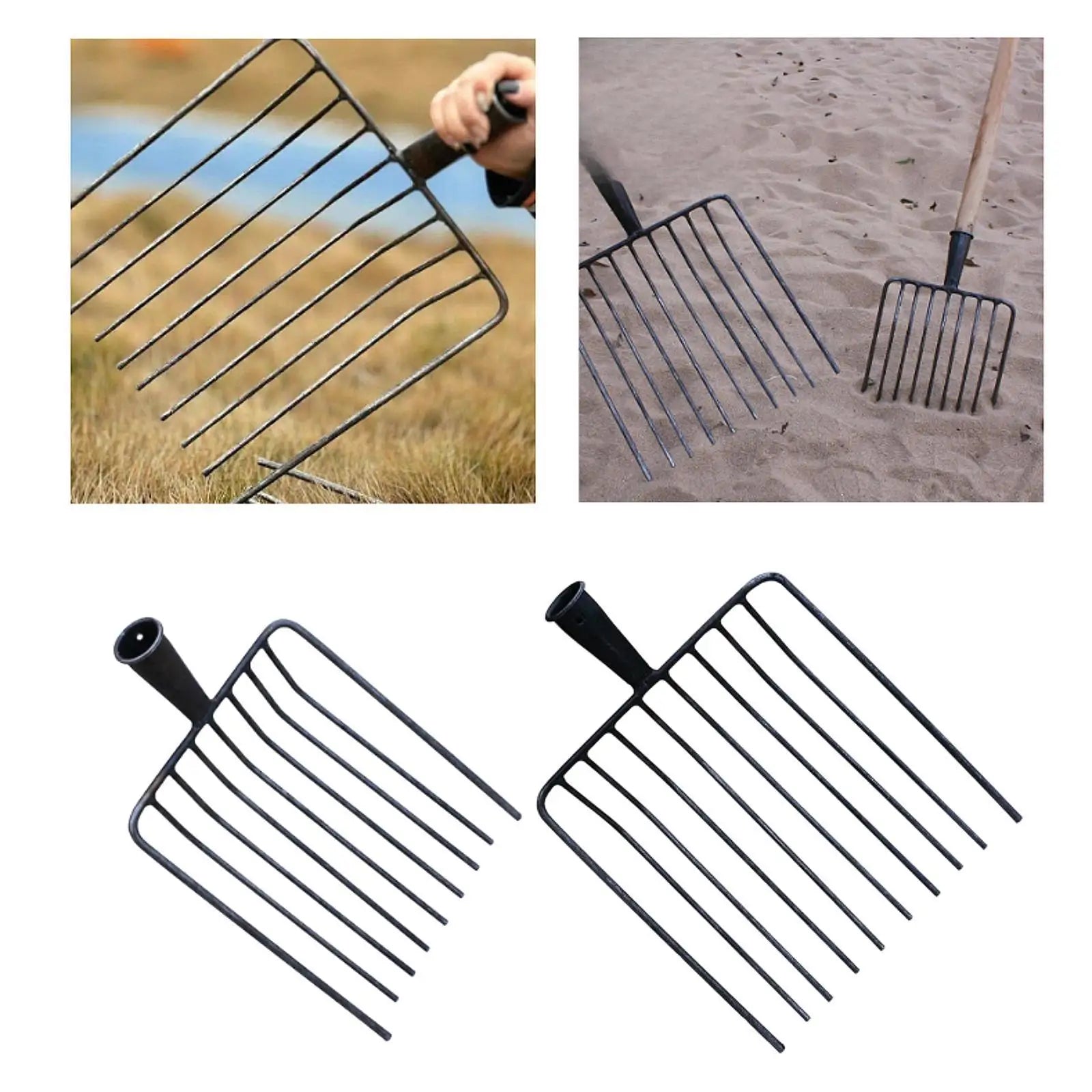 Pitchfork Tool Replacement Head, Agricultural Fork for Garden Tasks 9 teeth Steel Stall Shaving Fork for Lawns Road Maintenance Zpaxo