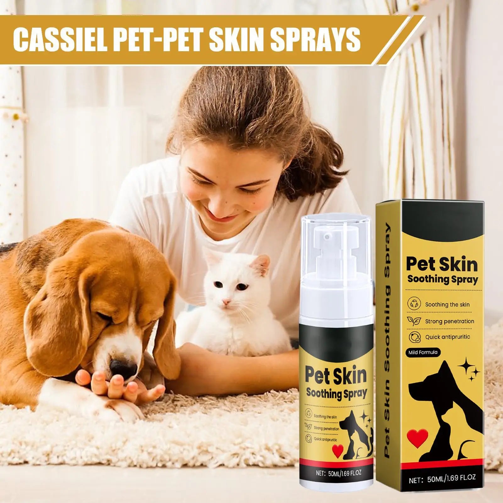 Pet Skin Spray Dogs Cats Itch Relief Soothing Gentle Care Sensitive