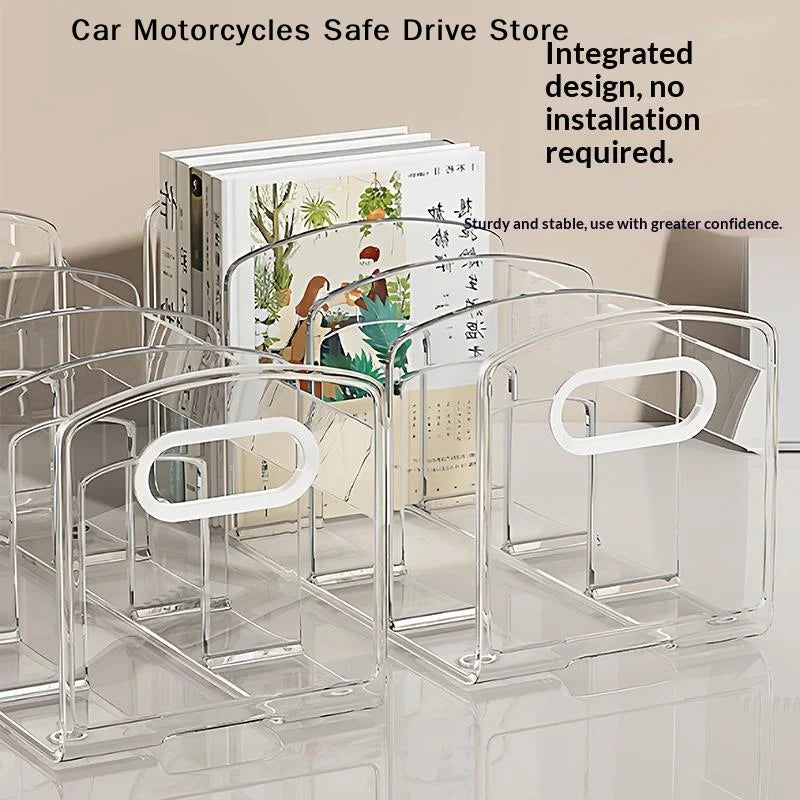 CM4 Compartment Clear Acrylic File Organizer Desktop Magazine Holder