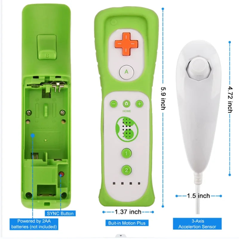 Pair Motion Remote Controller Wii Gamepad Nunchuck Nintendo Games