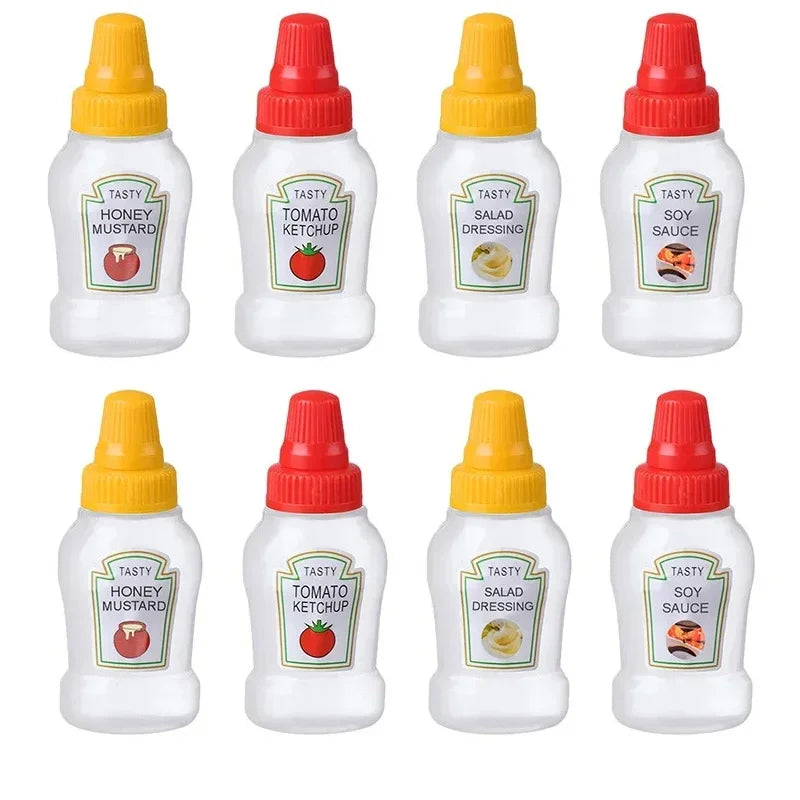 4/8pcs Mini Condiment Squeeze Bottles 25ml Honey/Ketchup/Soy Sauce/Salad Dressing Dispensers Lunchbox Squeezable Containers Jars Zpaxo 8 pcs