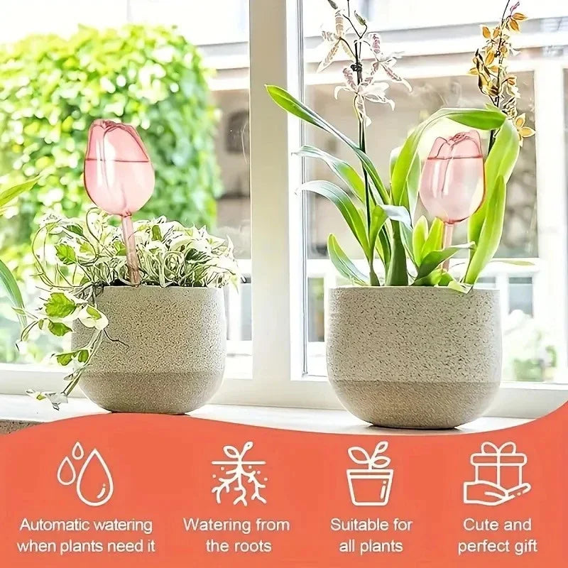 Tulip Watering Globes for Plants – Automatic Self-Watering System, Slow-Release for Indoor & Outdoor Potted Plants, Cacti – Deco Zpaxo
