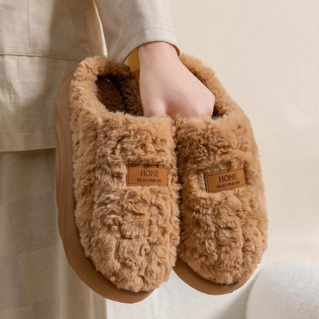 Women's Winter Slippers Indoor Non-slip Fleece Lined Warm House Shoes