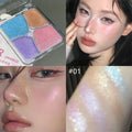 4Color Pearly Glitter Shimmer Smooth Eyeshadow Cream Mashed Potato Face Highlighter Palette Lasting Sparkling Highlighter Makeup Zpaxo 01
