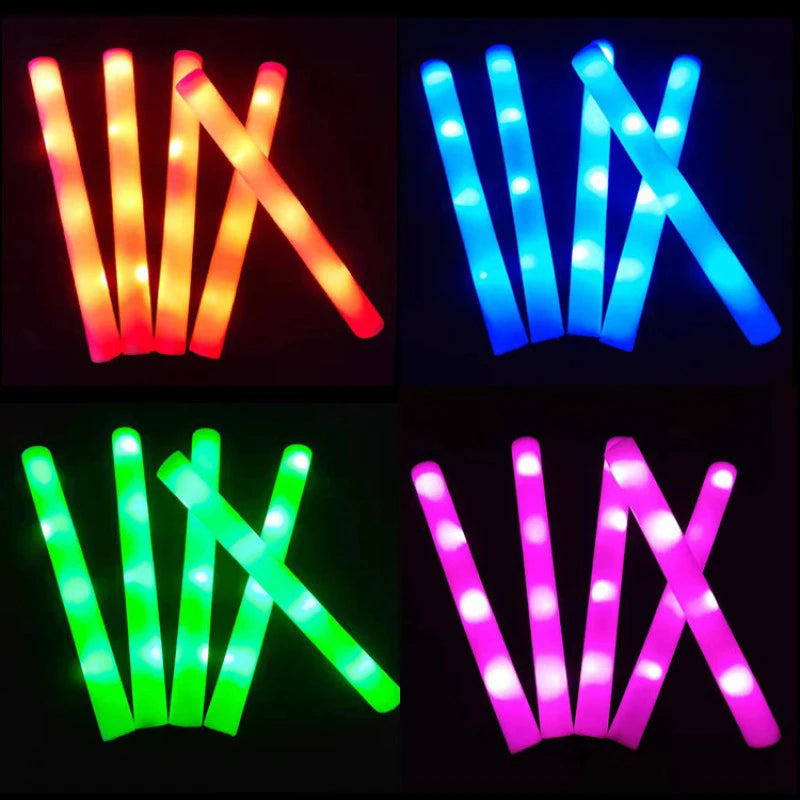 6-Pack RGB LED Foam Glow Sticks – Party Cheer Tubes