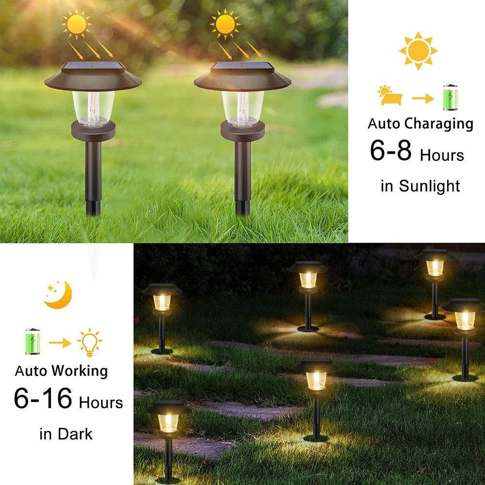 LED Bright Solar Landscape Pathway Lighting Outdoor Waterproof 3 Modes Solar Garden Lights for Yard Path Walkway Lawn Decoration Zpaxo