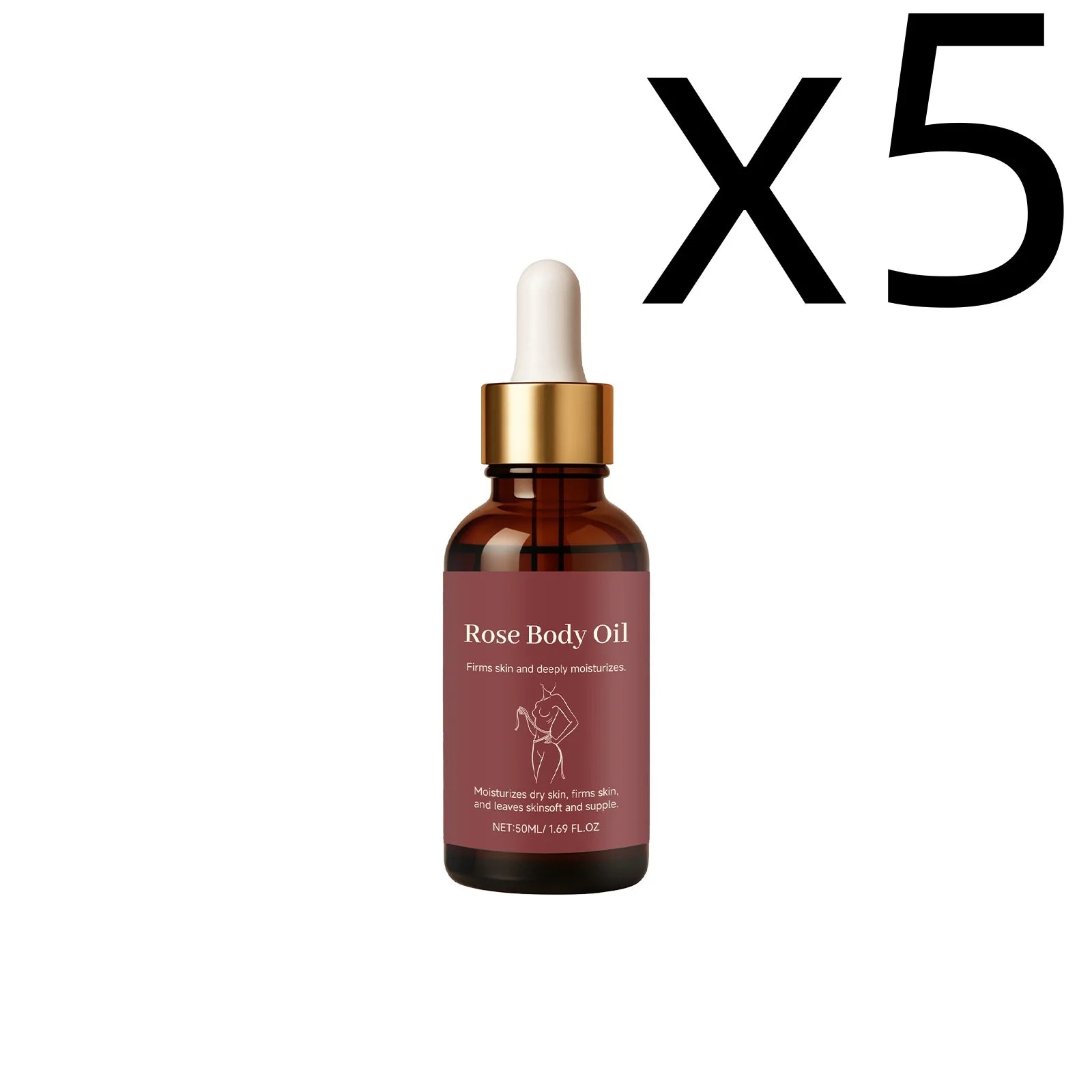 Rose Body Essential Oil Serum – Nourishing & Moisturizing 50ml Body Oil Serum Zpaxo 50ml X 5PCS