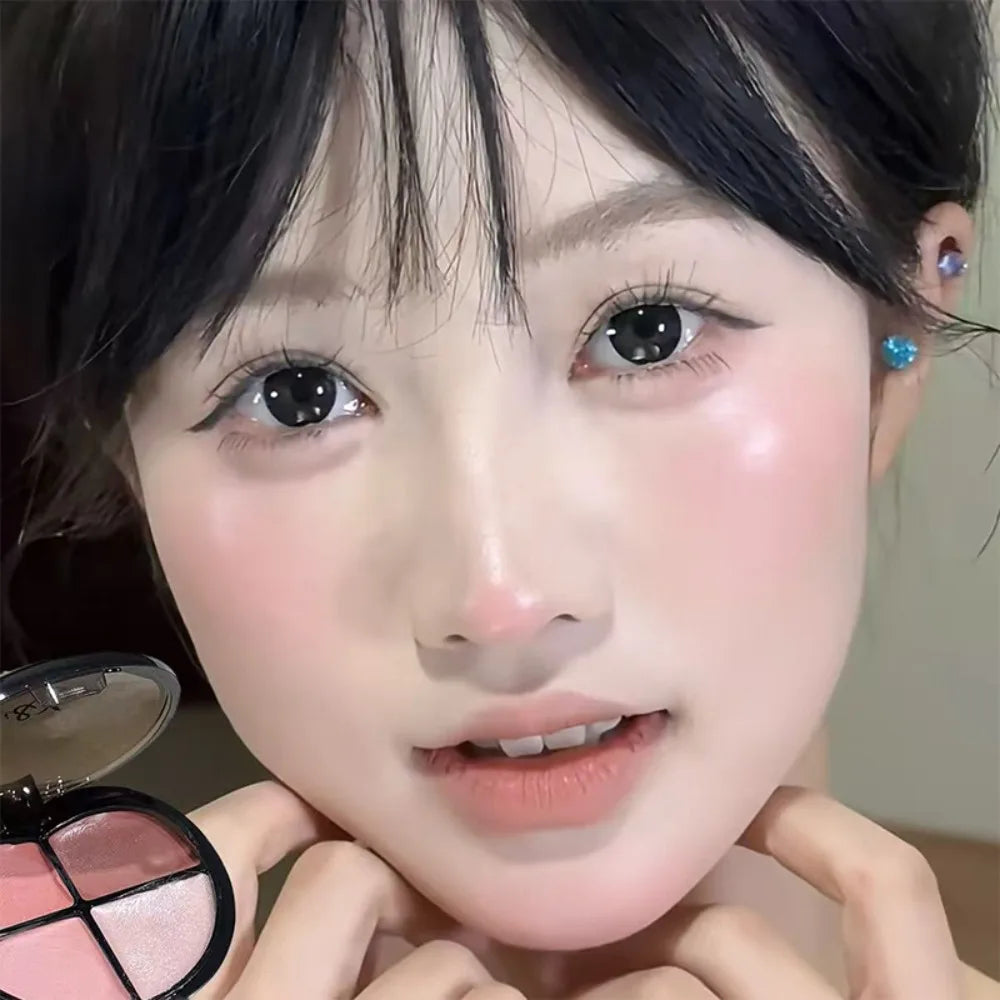 Di&Xi 4-Color Cream Heart Blusher Palette Water Light Highlighter Natural Brighten for Cheeks,Shadow Contour Face Makeup Rouge Zpaxo