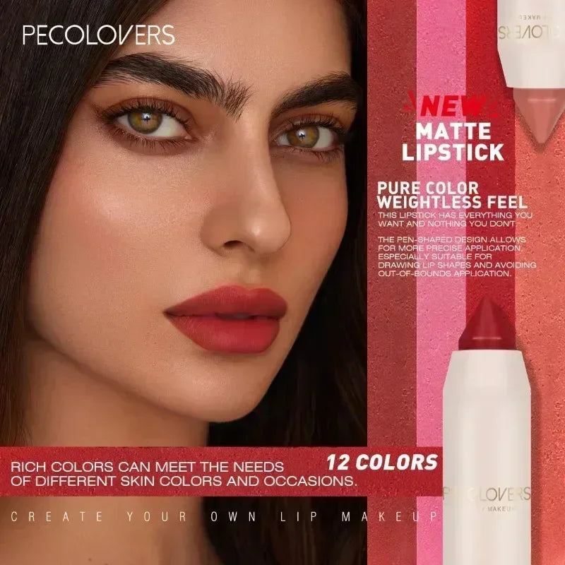 1PC Matte Lipstick Pen - Red Brown Contour Tint, Waterproof and Long-Lasting, Lipliner for All Skin Types, Charming Makeup Zpaxo