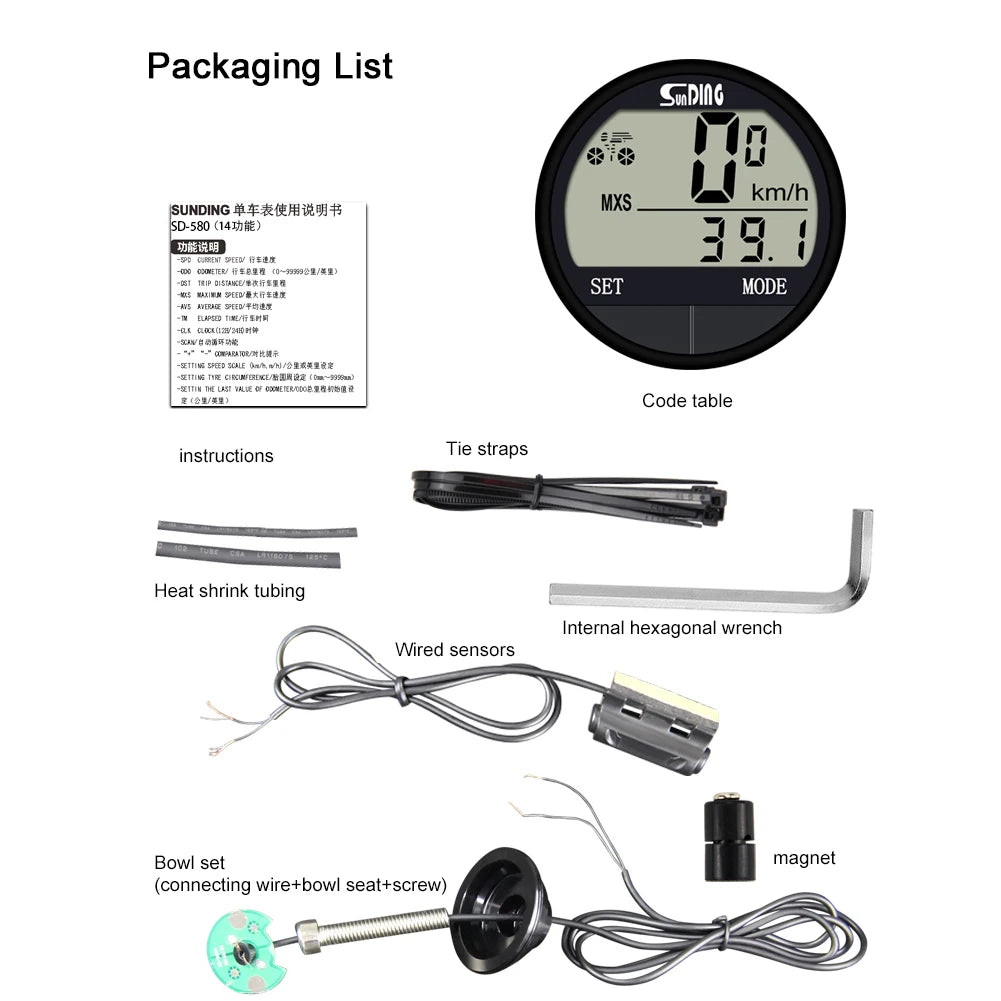 Bike Computer Bicycle Speedometer Multi-functional Cycling Odometer