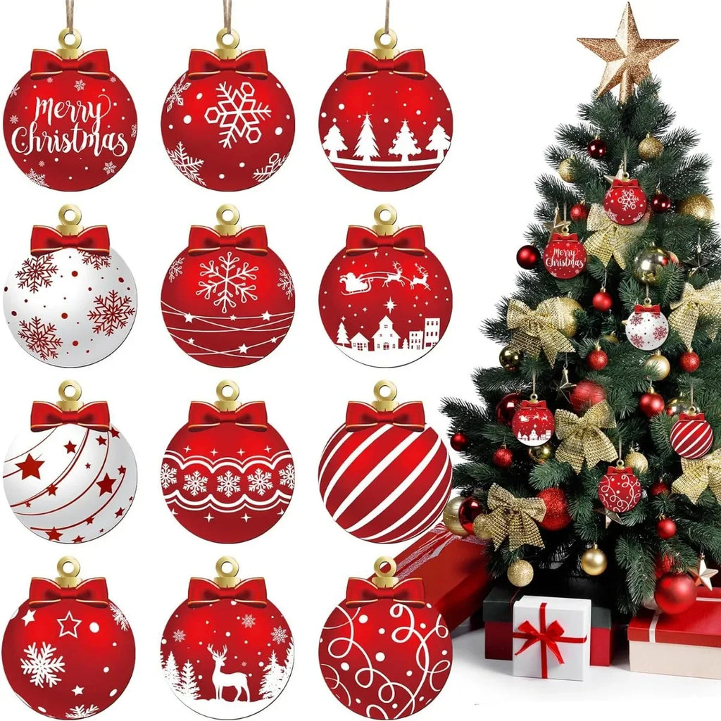 24-Pack Wooden Christmas Ball Pendants – Tree & Yard Ornaments Christmas Ornament Set Zpaxo