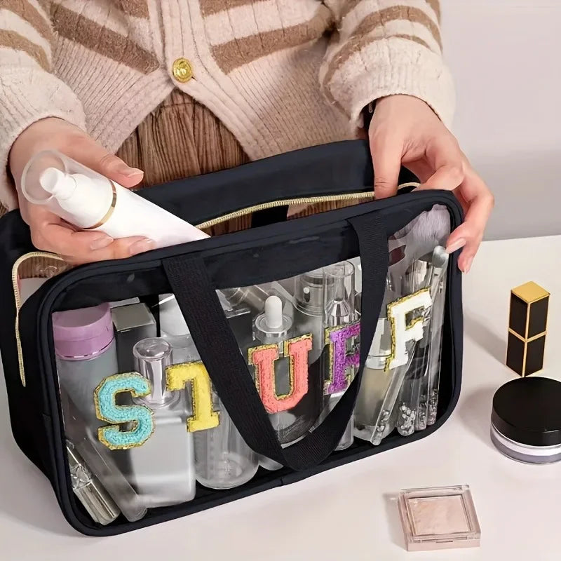 Pu Frosted Clear Makeup Box Waterproof Travel Toiletry Bag Large