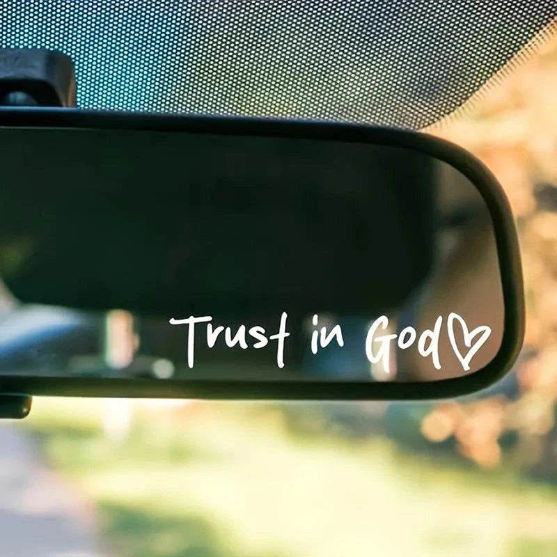 Trust in God Heart Car Mirror Sticker – Waterproof Decal