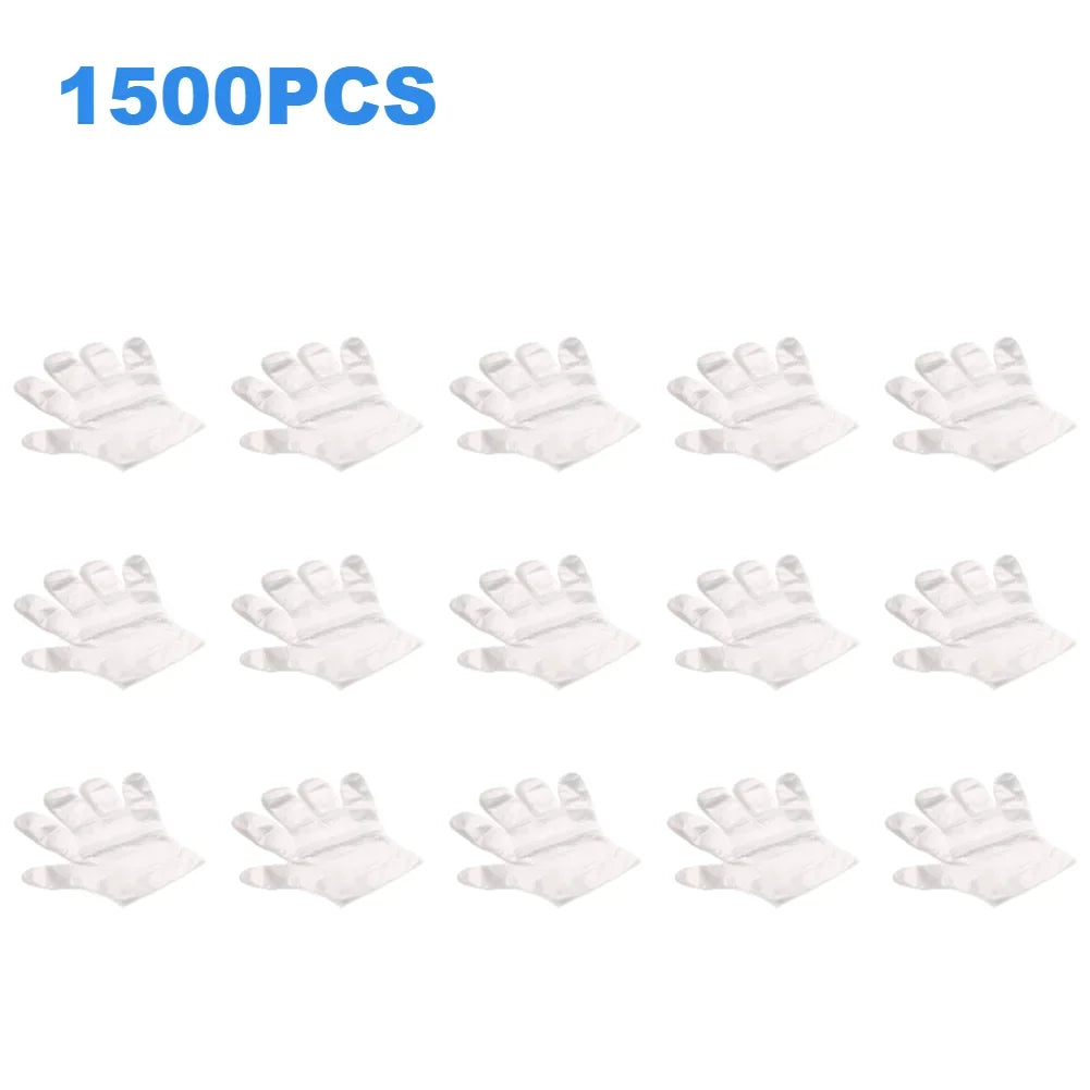 3000- Disposable Gloves Plastic Transparent Kitchen Bathroom Cleaning Zpaxo 1500PCS