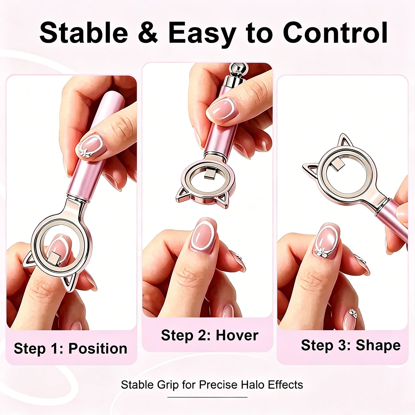 Cat Ear Shape Halo Cat Eye Nail Magnet Strong Ring Magnetic Tool for Glass Bead Side Light Nail Art DIY Magnetic Gel Manicure Zpaxo