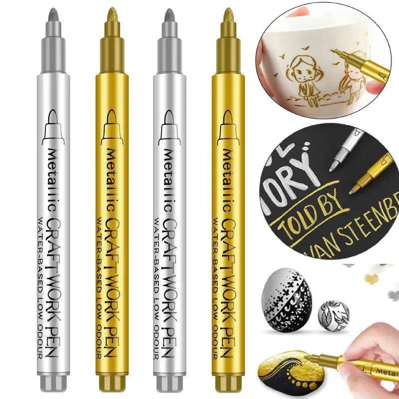 Metallic Marker Pens – Gold & Silver Art Markers for Crafts