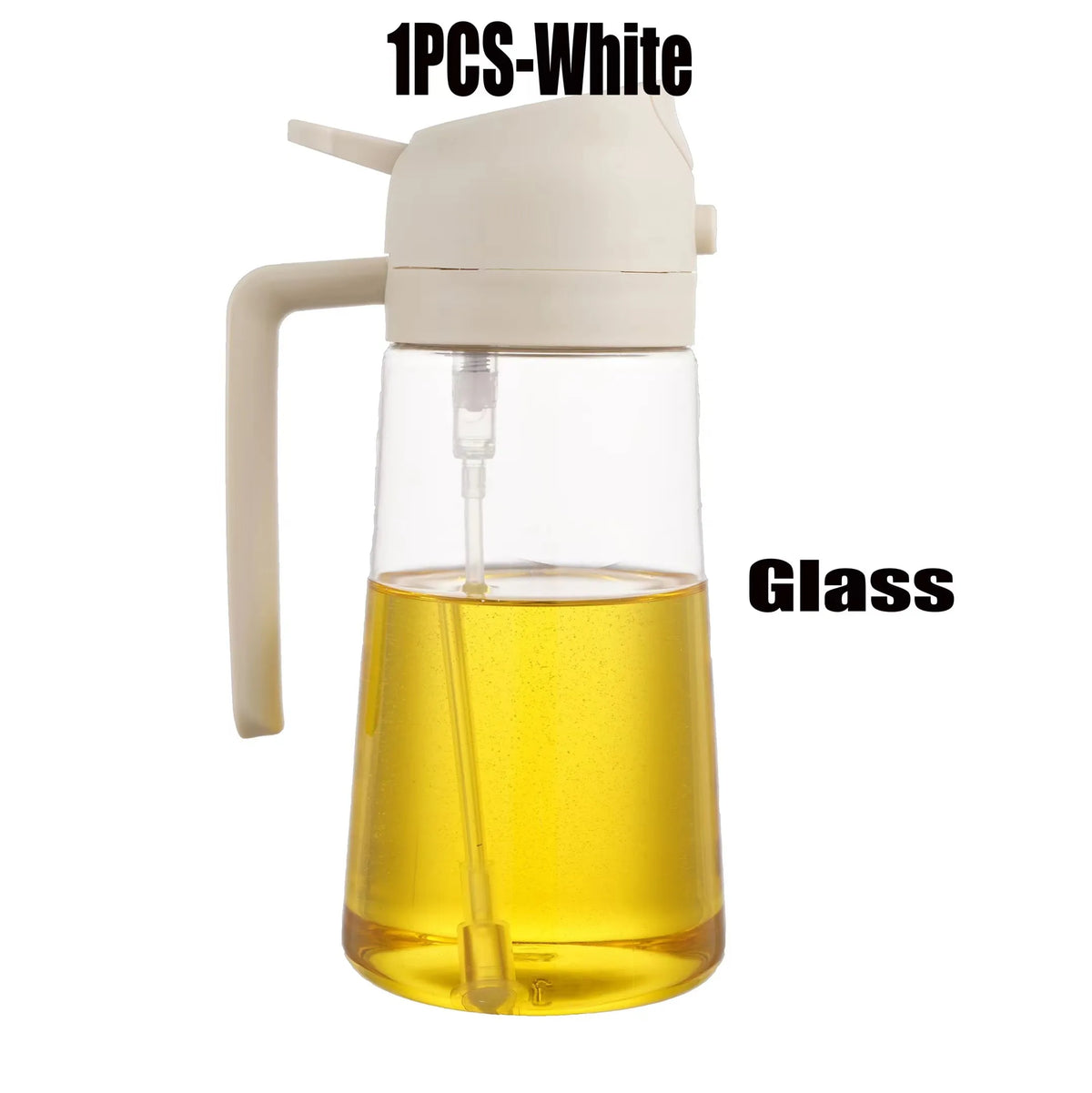 2in1 Glass Oil Sprayer Spray Bottle Tank BBQ Kitchen Baking Picnic Zpaxo White-500ml