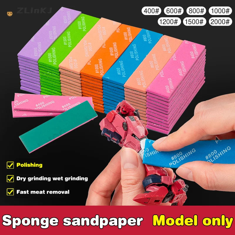 ▶9Pcs For Assembling Model Build Tools Hobby DIY MS-E400~1200 Semi-rigid Sanding Sticks Plastic Model Polishing Rod Zpaxo