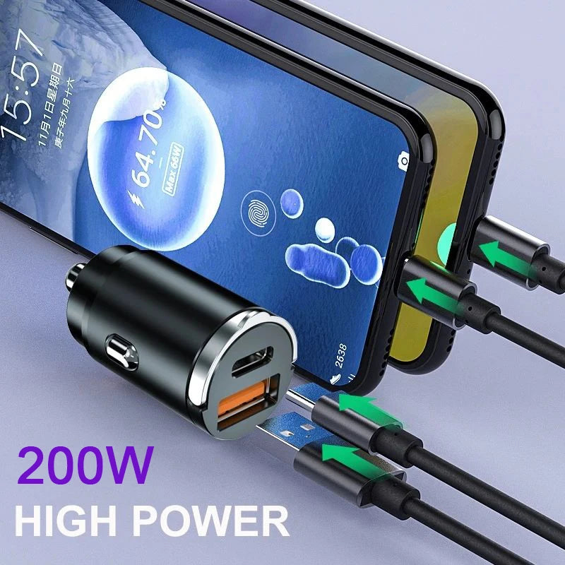 Car Mounted Dual Port Mini USB Charger Ultra Fast Charging Cigarette