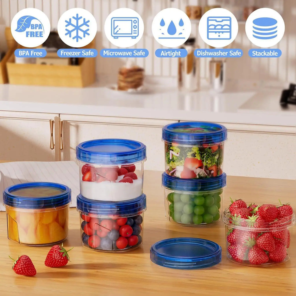 Freezer Containers Airtight Lids Stackable Round Food Storage