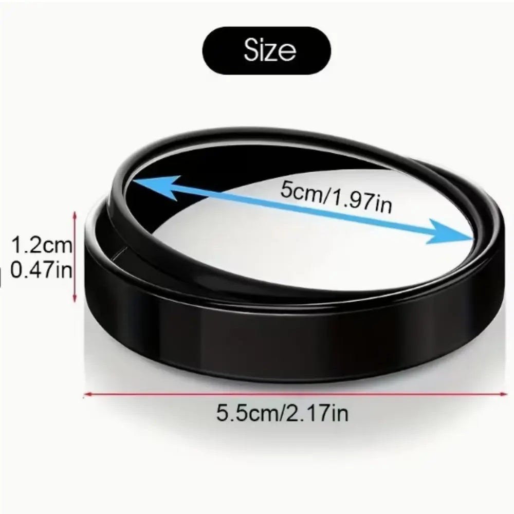 Round Frame Blind Spot Mirror 360 Degree Adjustable Convex Rearview Zpaxo
