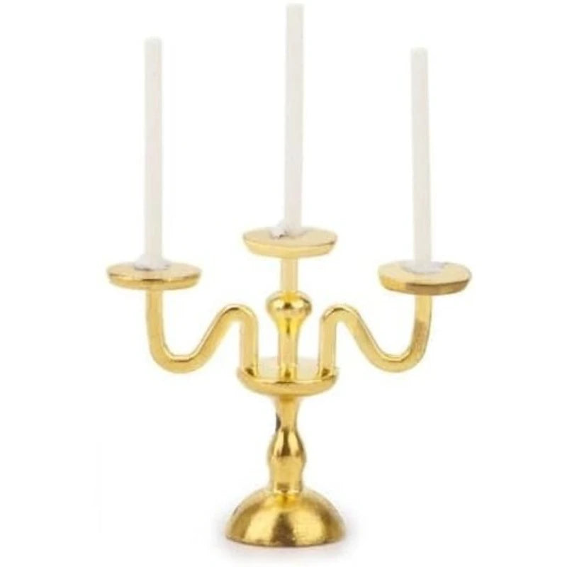 1:12 Miniature Vintage 3-Arm Candelabra – Dollhouse Décor