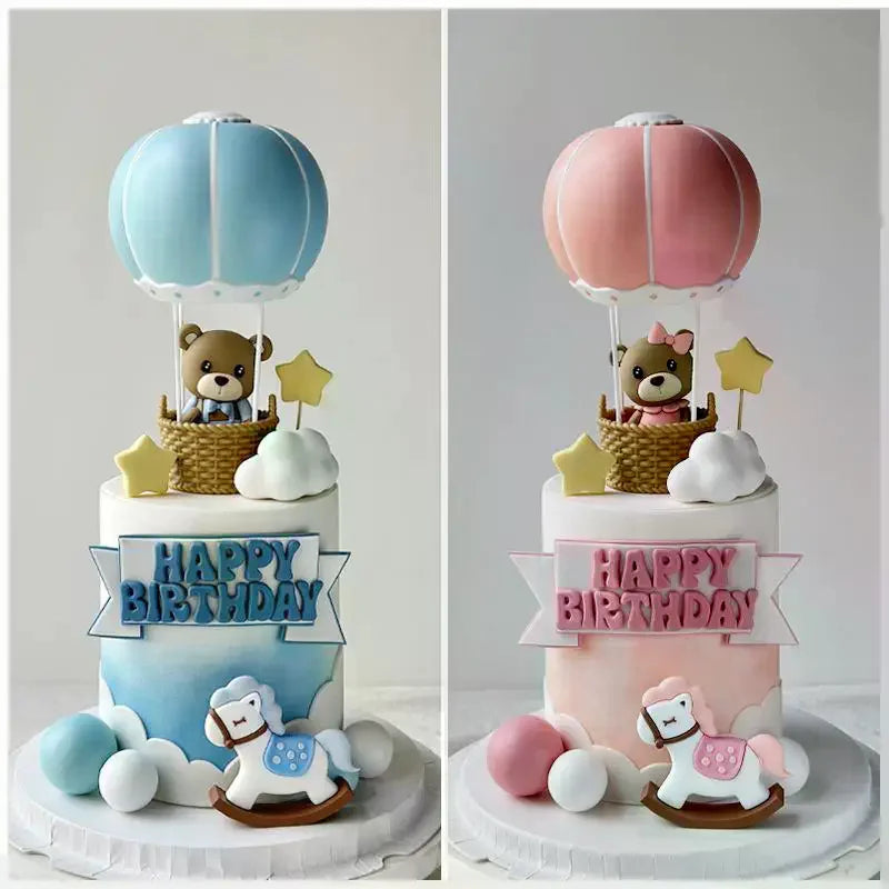 Blue Pink Hot Air Balloon Cake Topper Gender Reveal Party Cake Decoration Kids Boy Girls Birthday Party Supplies Baby Shower Zpaxo
