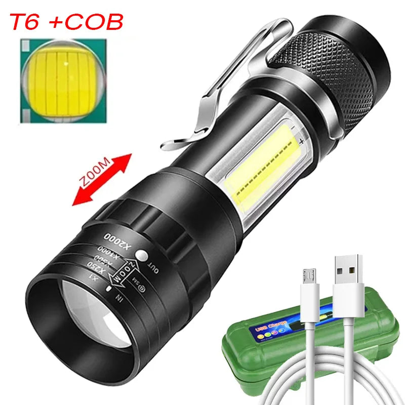 KDULIT Mini Rechargeable LED Flashlight – Zoomable Pocket Torch