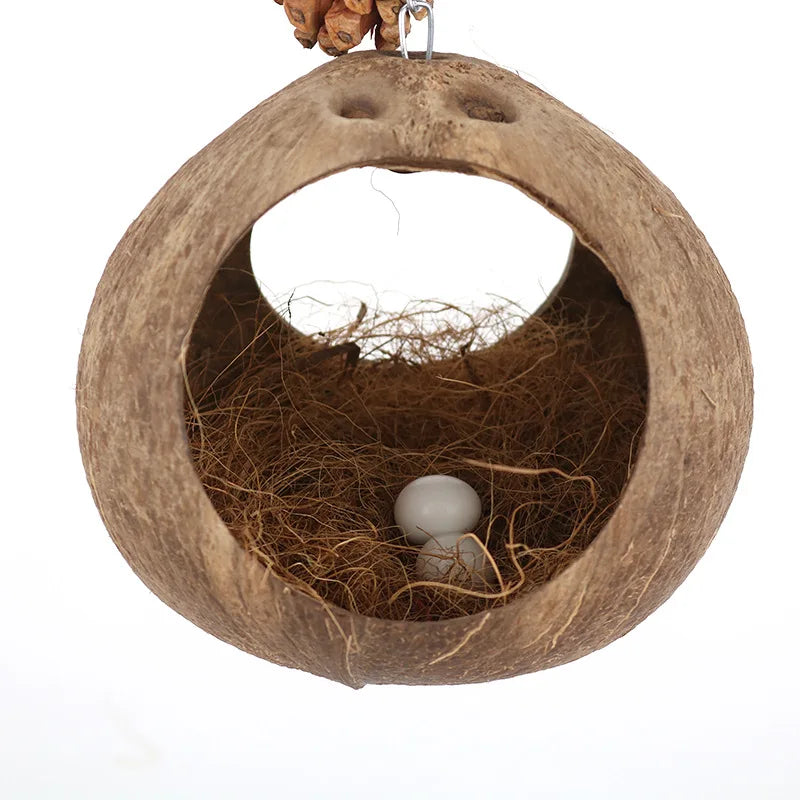 Hamster House Bite-resistant Natural Small Pet Coconut Cages Guinea-pig Hamster Hideout House Toy Wooden House Pet Supplies Zpaxo