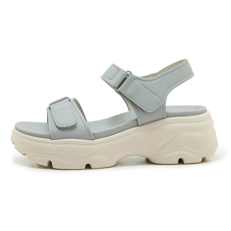 Open Toe Adjustable Hook Loop Straps Thick Sole Wedge Heel Zpaxo M3266-1 Grey 41 China Mainland