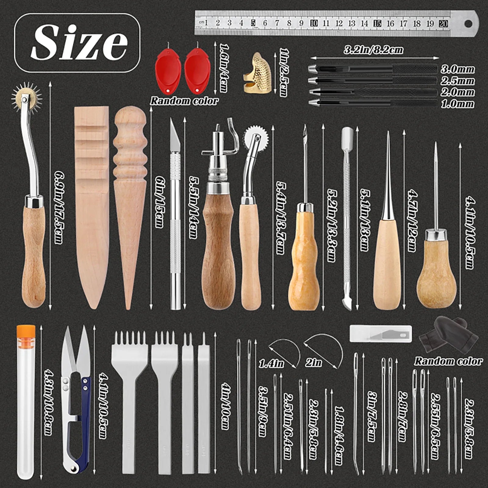 orange Leather Sewing Kit Upholstery Repair Kit with Sewing Awl Scissors Tool Kit for Beginners Professionals Leather Craft DIY Zpaxo