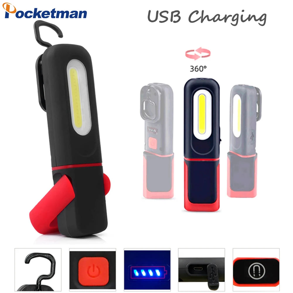 COB LED Work Light – 3 Modes, Magnetic & Rechargeable Torch