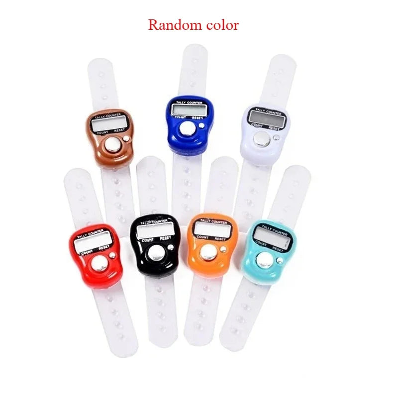2PCS Mini Electronic Finger Counter Hand Tally Clicker Counter Ring Digital Counters Knitting Row Counter Stroke Contador Zpaxo 2pcs Random color