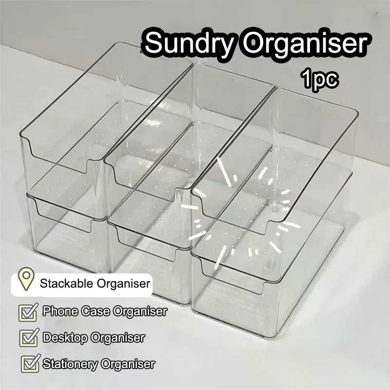 Medium Long Box Household Transparent Storage Box 1pc Desktop Plastic Organiser Zpaxo
